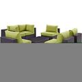 Modway Furniture Convene Outdoor Patio Sectional Set, Espresso Peridot, 7Pk EEI-2164-EXP-PER-SET